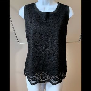 Unbranded L black lace overlay goth muscle tank